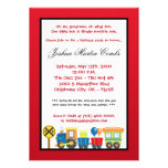 5x7 Choo Choo Train Red Birthday Party Invitation
