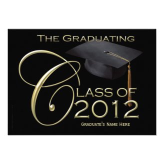 5x7 Class of 2012 Black Graduation Announcement