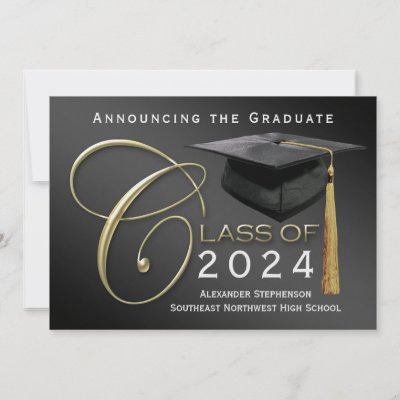 5x7 Class of 2012 Black Graduation Announcement