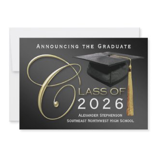 5x7 Class of 2012 Black Graduation Announcement invitation