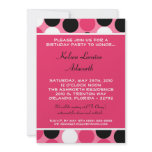 5x7 Colorful Pink Polka Dot Birthday Invitation
