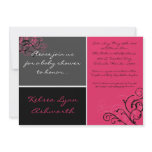 5x7 Colorful Pink Square Bo Baby Shower Invitation