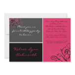 5x7 Colorful Pink Square Bo Birthday Invitation