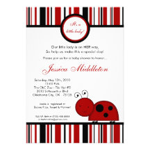 5x7 Crimson Red Lady Bug Baby Shower Invitation