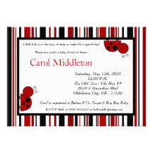 5x7 Crimson Red Lady Bug Baby Shower Invitation