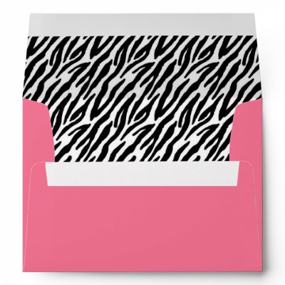 5x7 Dark Pink Outside Zebra Print Inside Envelope by AnnLeeDesigns