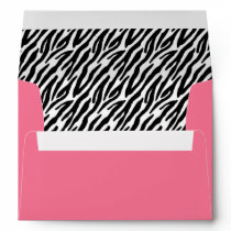 5x7 Dark Pink Outside Zebra Print Inside Envelope