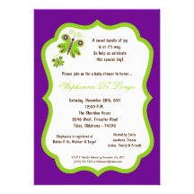 5x7 Dark Purple Butterfly Baby Shower Custom Invitation