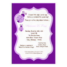 5x7 Dark Purple Lady Bug Baby Shower Custom Invitations