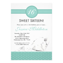 5x7 Diamonds Jewels Sweet 16 Birthday Invitation
