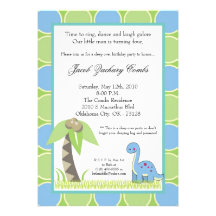 5x7 Dinosaur Brontosauru Birthday Party Invitation