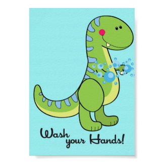 5x7 Dinosaur Wash Your Hands Bathroom Wall Art Poster