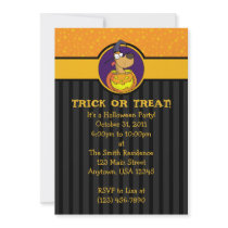 5x7 Dog in Jack-o-Lantern Halloween Invitations