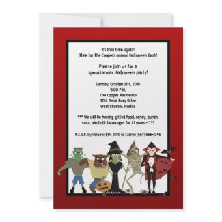 5x7 DraculaMonster Halloween Bash Party Invitation invitation