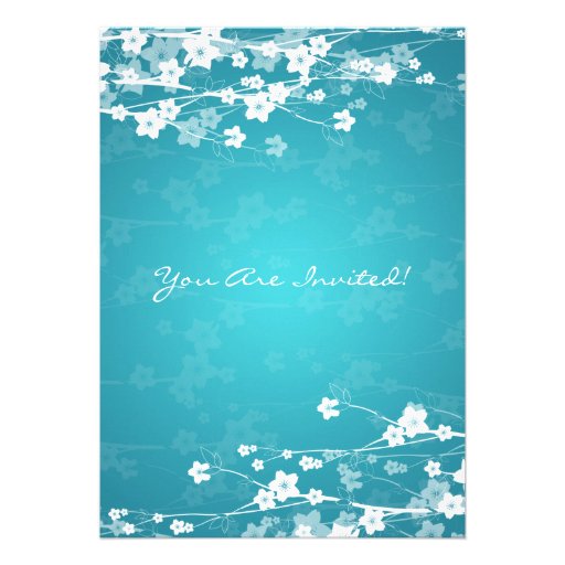 5x7 Elegant Baby Shower Cherry Blossom Turquoise Invitations