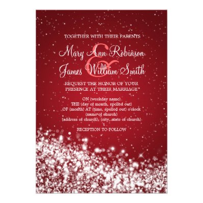 5x7 Elegant Wedding Sparkling Wave Red Custom Invitations