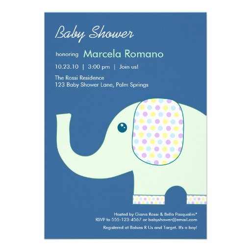 5x7 Elephant Baby Shower Invitations