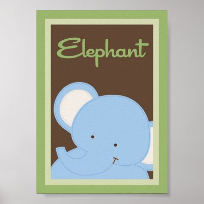 Baby Wall Posters on 5x7  Elephant  Jungle Safari Baby Bedding Wall Art Posters