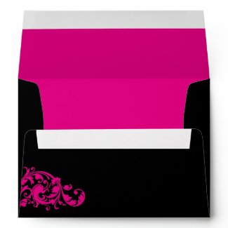 5x7 Envelope Black Outside Hot Pink Inside envelope