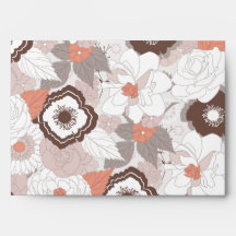 5x7  Envelope Option 3 Coral Pink Brown Floral Flo