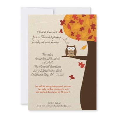 5x7 Fall Hoot Owl Harvest Thanksgiving Invitation by thepapergenius