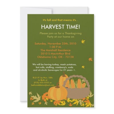 5x7 Fall Leaves Harvest Thanksgiving Invitation by thepapergenius