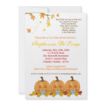 5x7 Fall Leaves TRIPLET Boy Baby Shower Invitation