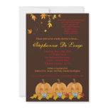 5x7 Fall Leaves TRIPLET Boy Baby Shower Invitation