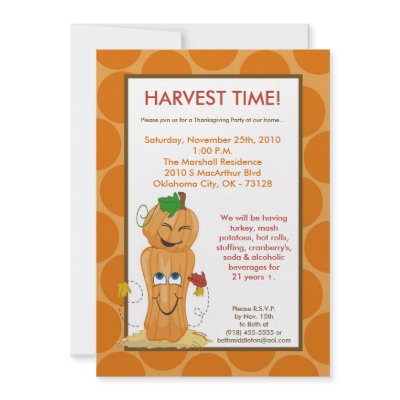 5x7 Fall Pumpkins Harvest Thanksgiving Invitation by thepapergenius