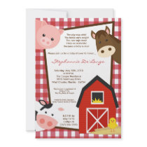 5x7 Farm Animal Cow Horse Baby Shower Invitation