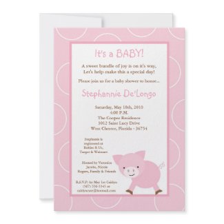 5x7 Farm Animal Pink Pig Baby Shower Invitation invitation