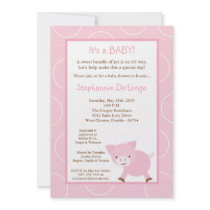 5x7 Farm Animal Pink Pig Baby Shower Invitation
