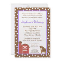 5x7 Farm Red Barn Cow Baby Shower Invitation
