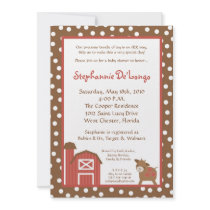 5x7 Farm Red Barn Cow Baby Shower Invitation