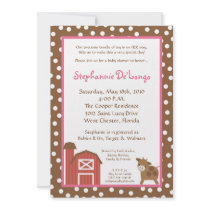 5x7 Farm Red Barn Cow Baby Shower Invitation