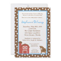 5x7 Farm Red Barn Cow Baby Shower Invitation