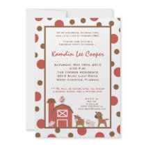 5x7 Farm Red Barn Cow Birthday Party Invitation