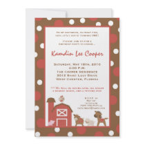 5x7 Farm Red Barn Cow Birthday Party Invitation