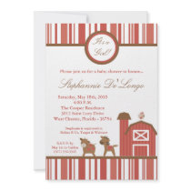 5x7 Farm Red Barn Cow Horse Baby Shower Invitation