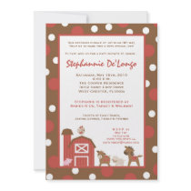 5x7 Farm RedBarn Cow Animal Baby Shower Invitation