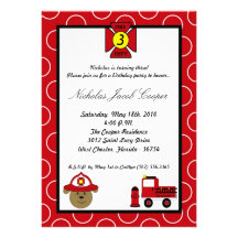 5x7 Fire Dog Firetruck Birthday Party Invitation