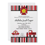 5x7 Fireman Firetruck Birthday Party Invitation