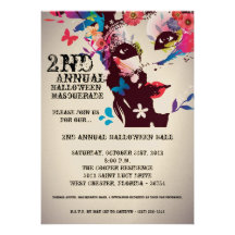 5x7 Floral Masquerade Halloween Invitation