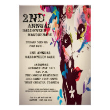 5x7 Floral Masquerade Halloween Invitation