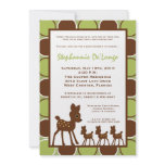 5x7 Forrest TRIPLETS Deer Baby Shower Invitation