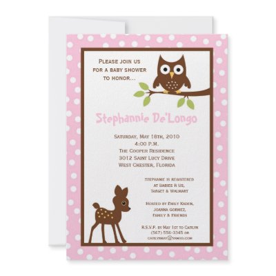 5x7 Forrest Woodland Animal Baby Shower Invitation