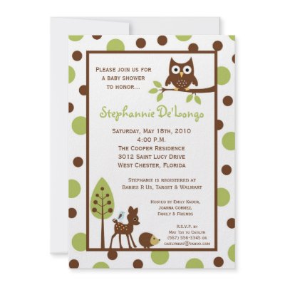 5x7 Forrest Woodland Animal Baby Shower Invitation