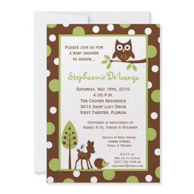 5x7 Forrest Woodland Animal Baby Shower Invitation