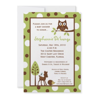 5x7 Forrest Woodland Animal Baby Shower Invitation