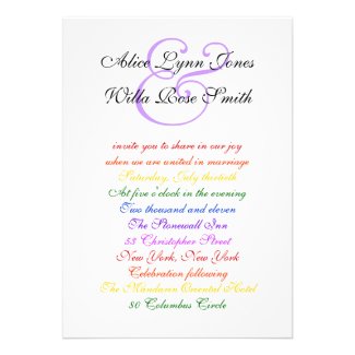 5x7 Gay Wedding Rainbow LGBT Pride Basic Paper Custom Announcements